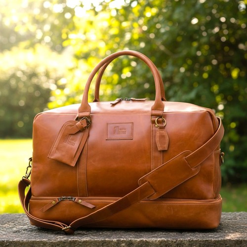 Genuine leather travel duffle - leather,
