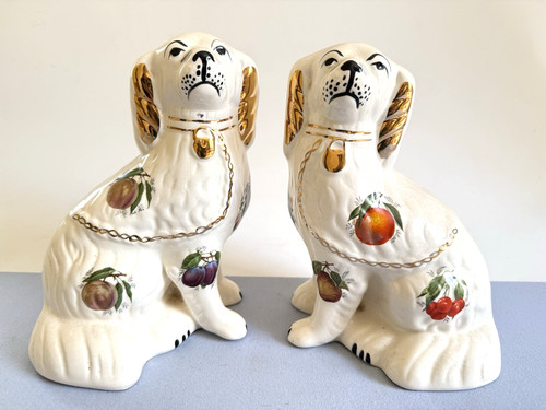 Pair 1940s vtg floral fruit - pair,