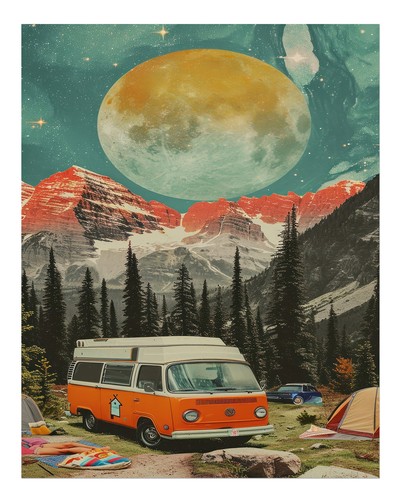 Retro adventure camper van - camper,