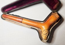 Antique Meerschaum Pipe Carl Heiss, Vienna (c.1871–1890) Amber Stem.