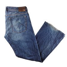 Diesel Zathan Jeans Mens W34 L30 Blue Denim Bootcut Distressed Hem Button Fly