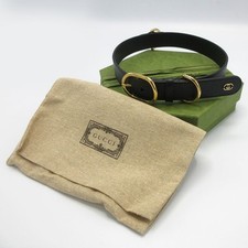 Gucci Pet GUCCI G Leather Extra Large Collar for Dogs Large Dogs XL 695256 Black