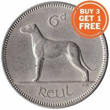 IRELAND 6D SIXPENCE PINGIN, IRISH EIRE CHOICE OF DATE 1928 TO 1969