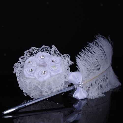 Wedding pen set feather - pen,