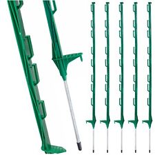 GREEN PLASTIC FENCING PINS POSTS STAKES. 1m high for Temporary Event Fencing x 5