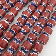 Vintage Venetian Style chevron Glass Beads Strand 20 inches 9.8x10.6mm