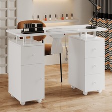 Mobile Manicure Table with Dust Collector Nail Station Art Salon Beauty Desk