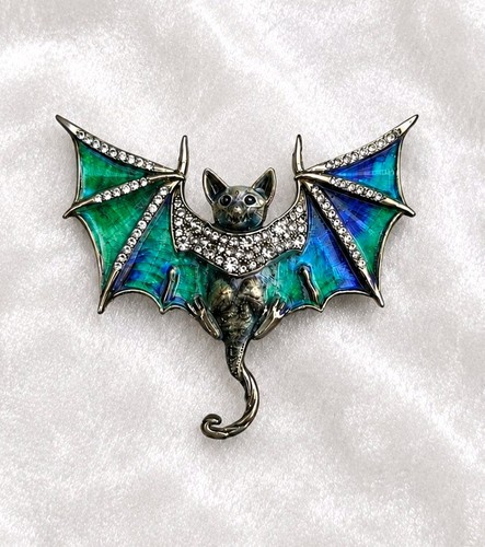 Gothic flying bat - bat, brooch
