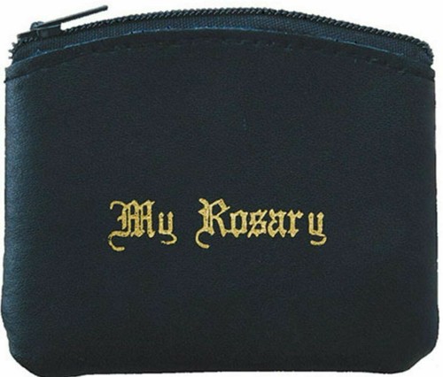 Bonded black leather rosary - black, my