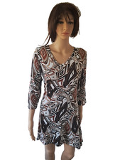 STELLA MORGAN BROWN MULTI V-NECK DRESS SIZE XL BRAND NEW £12.99