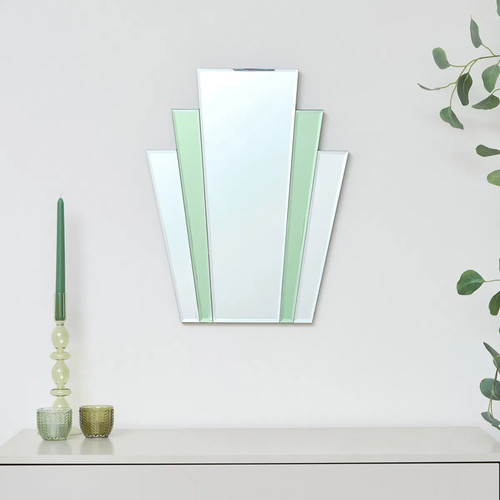Art deco green glass fan - art,
