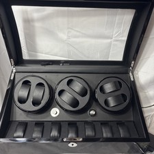 Upscale Watch Display 6 Watch Winder, Six Watch Rotator, Tested, Plug & Key, HTF