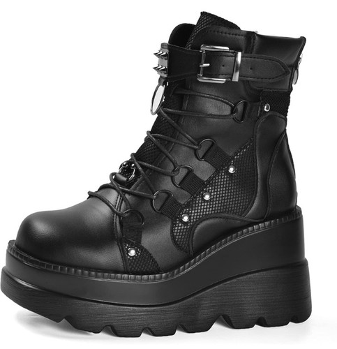 Goth platform boots black - platform,