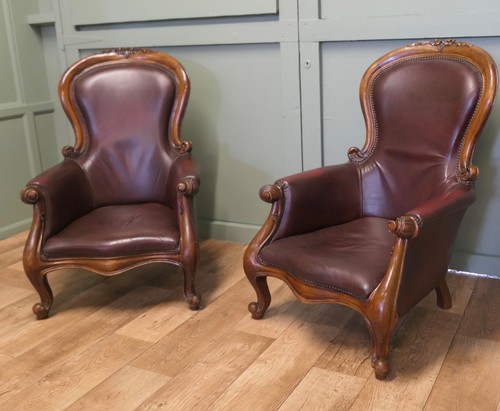 Pair victorian leather - a,