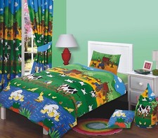 Junior Toddler Bed Size Duvet Cover Set Farmyard Cows Ducks Tractor 100% Cotton