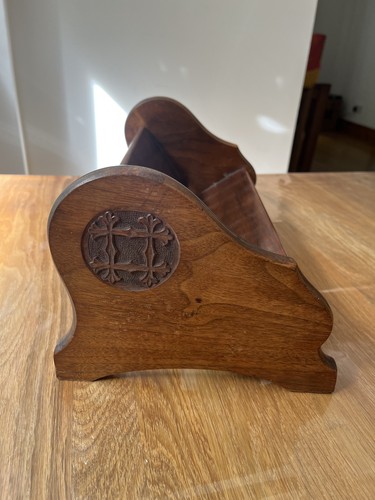 Antique solid wood carved book - wood,