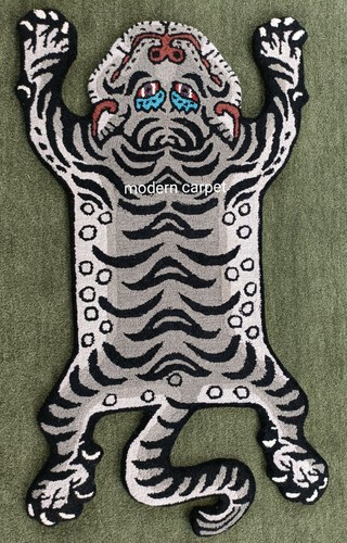 Grey tiger skin rug animal - tiger,