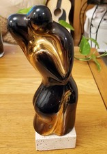 GALOS SPAIN  Lovers Embracing Ceramic FIGURINE Copper/Gold Brown Tones on stand