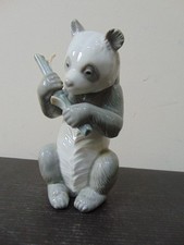 Lladro Nao Panda Eating Bamboo