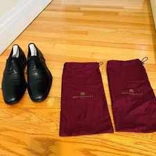 Bruno Magli Men 11 Derby Dress Shoes Black Leather Italy Bologna Made