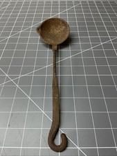 Antique Iron Lead Melting Smelting Ladle w/ Hanging hook  Rusty Décor 11x3”