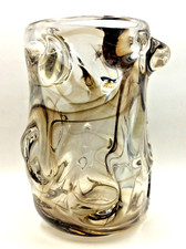 Whitefriars vase - streaky brown knobbly design 20cm high