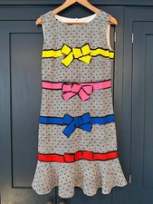 Boutique Moschino - Graphic Monochrome Bow Shift Dress - Size 12