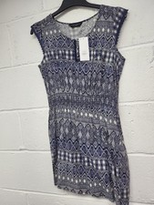 Dorothy Perkins Navy/White Aztec Long Line Short Sleeve Top Size 8 BNWT. PWM