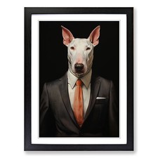 English Bull Terrier in a Suit No.2 Framed Canvas Wall Art Print Poster Picture