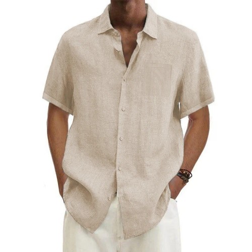 Mens short sleeve linen shirt - short,