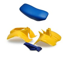 Plastics Set & Seat For Suzuki LT50 Yellow Front, Rear Fender, Blue Nose Cone
