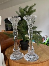 Pair 12" Pillar Crystal Candle Holders