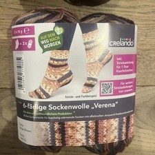Crelando 75% virgin wool brown beige grey ‘verena’ double knit sock Yarn 150g