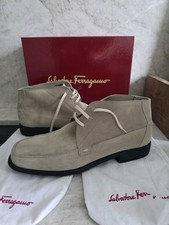 Salvatore Ferragamo Men Suede Shoes Uk 11.5 EU 45.5 Beige grey Chukka Boots NEW