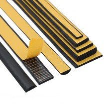Neoprene Self Adhesive Backed Foam Sponge Strip Flat/Half Round Seal EPDM Black