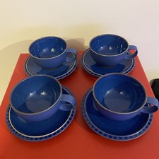 Denby Reflex Blue Set Of 4 Cups And Saucers