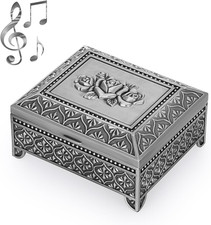 Metal Music Box Musical Jewelry Box Keepsake Box Case Vintage Music Trinket B...