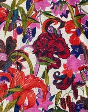 Vtg 5th Ave Design 100% Pure Linen Floral Fabric 8 yards 50 “ Wide Grain Sack