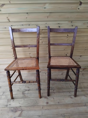Pair antiqe cane seat - antiqe, side