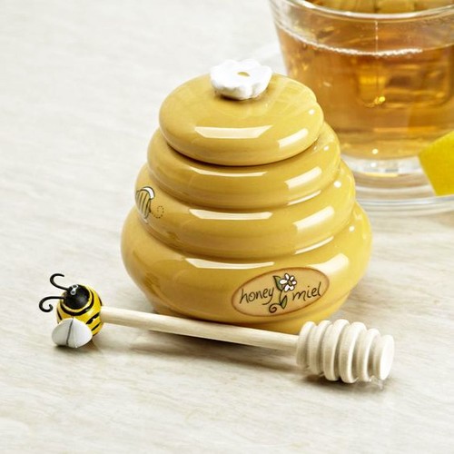 Mini honey pot ceramic - jar, &