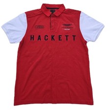 Hackett Aston Martin Red White Polo Shirt Size Large 