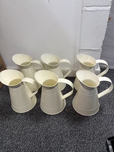 Cream metal flower jugs - cream,