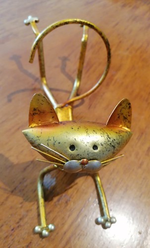 Metal cat wine bottle - metal, holder
