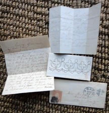 1866 antique LETTER folk art