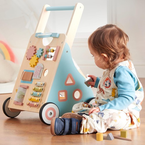 Wooden baby walker safari push - wooden,