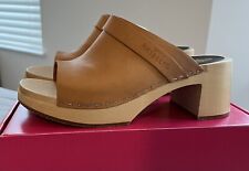 SWEDISH HASBEENS Retro Open Toe Clogs in ‘Nature’ Tan Leather Size UK 6 EU 39