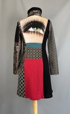 Desigual Black Brocade Eye Design Coat Size UK 8 EU 36