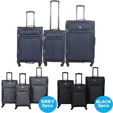 3Pcs Luggage Suitcase Set Soft Shell Trolley 4 Wheel Travel Cabin Carry On Bag