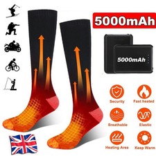 Electric Heated Socks Rechargeable 5V 5000mAh Battery Unisex Winter Foot Warmer~