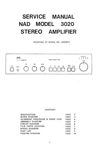 Service manual for nad - for,